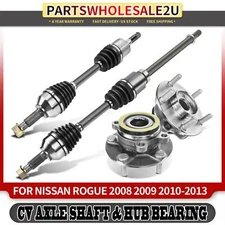 4x Front Wheel Hub Bearings & CV Axle Shaft Assy Kit for Nissan Rogue Select AWD
