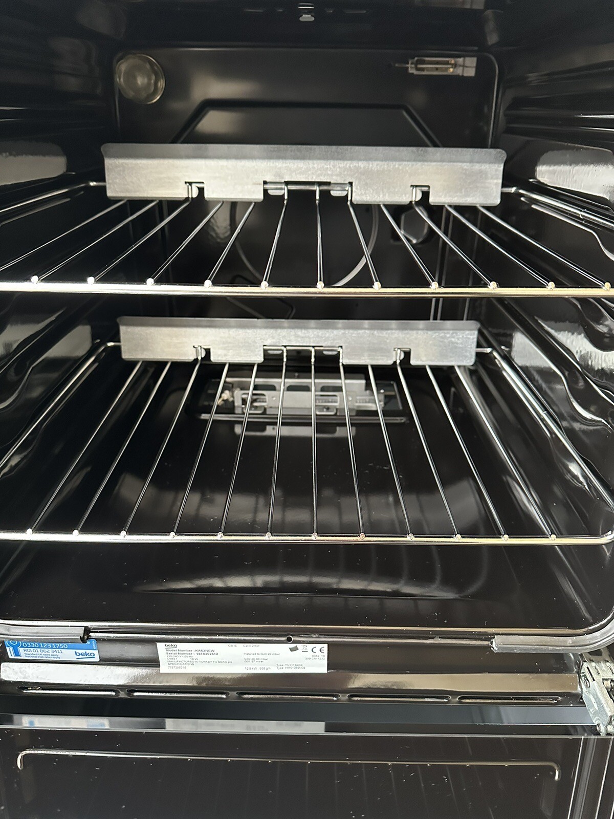 Gas cooker , high level grill , beko , white model Ka52new glass door very clean eBay