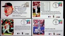 4 First Day Baseball Covers 1998-1999 All Mark McGwire Belts #100 Home Run