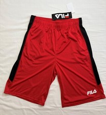 Fila Athletic Shorts Boys X-Large 18  Space Dye Red w/Black Side Stripe
