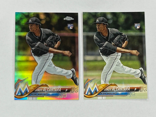 Sandy Alcantara 2018 Topps Chrome Refractor 128 + 2018 Topps #594 Rookie RC Lot - 第 1/4 張圖片