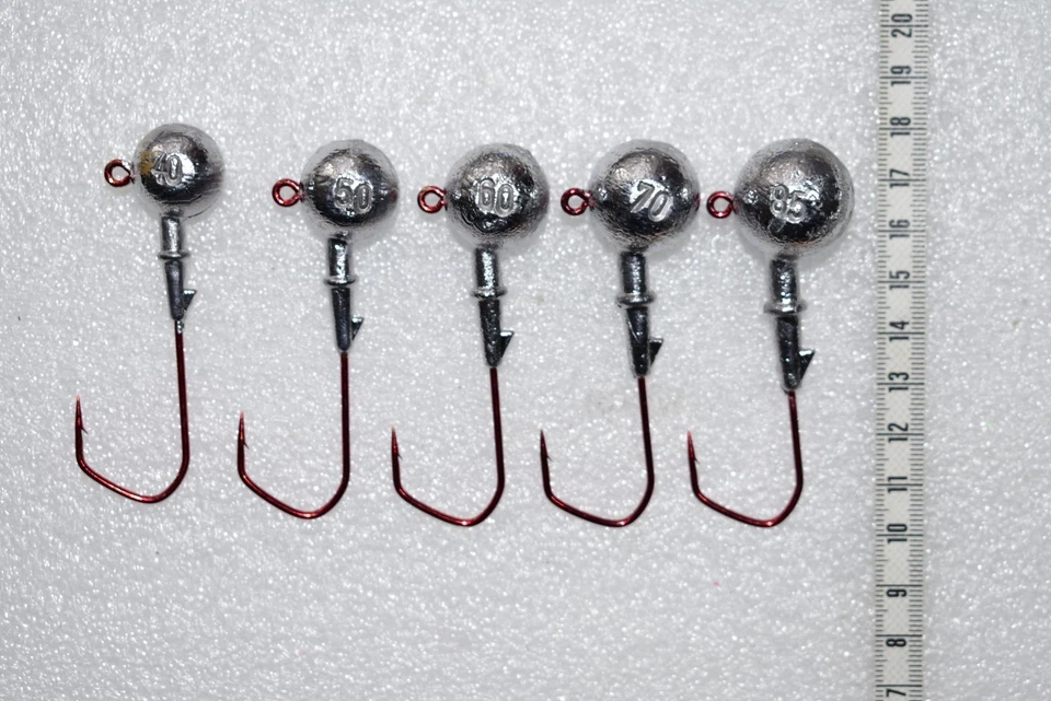 5 Stück im Set,VMC Barbarian Rundkopf Jig köpfe,Haken Größe 6/0, Dorsch,Lenk,Neu - Bild 2 von 2