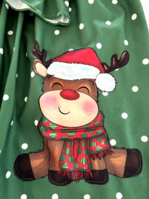 Girls Boutique Dress Christmas Reindeer Green Polka Dot Long Sleeve Sz 4-5  NEW | eBay