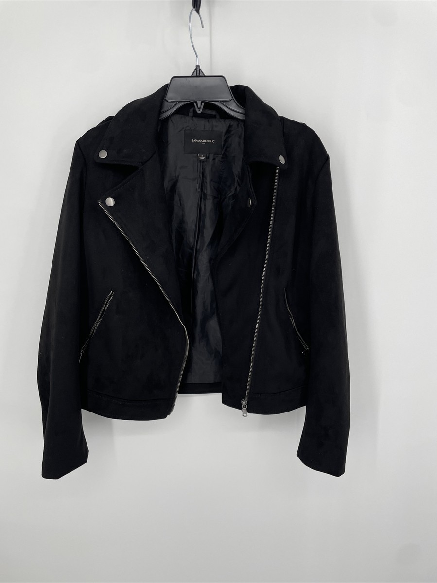NWOT Banana Republic Womens Navy Faux Suede Jacket S With Side NWOT Banana Republic Womens Navy Faux Suede Jacket S With Side
