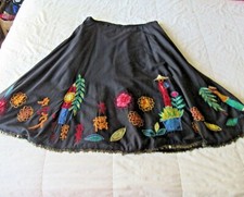 Bohemian Skirt XL Embellished Embroidered Black Boho Gypsy Chicos 3 Vtg