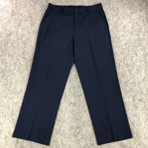 Adidas Mens Pants 33x30 Navy Blue Chino Straight Climalite Flat Front Polyester