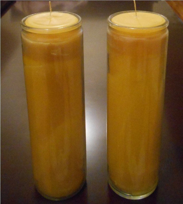 2-8 Day Natural Yellow BEESWAX Glass CANDLE, Cotton Wick, Un