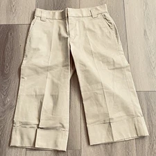 Vintage Weatherproof  Cropped Cuffed Pants Womens Size 6 Wide Leg Khaki Ranger