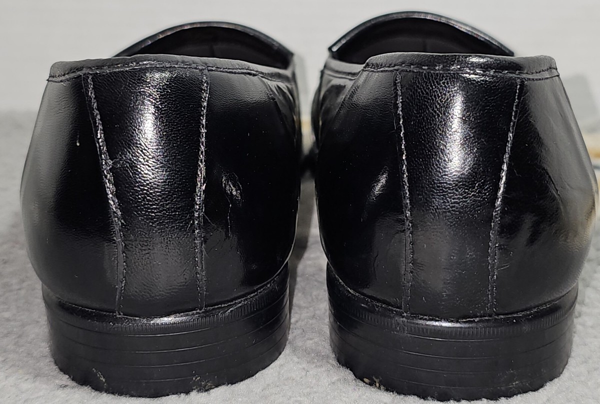 Stacy Adams Mens 9.5M Black Leather Kiltie Tassel Loafers 