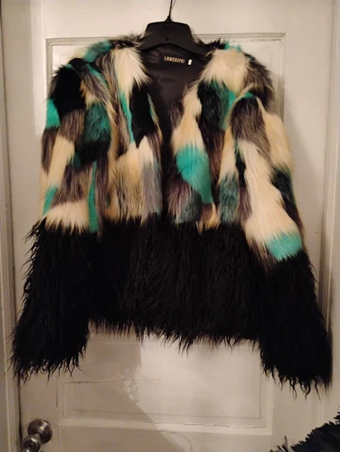 OFF WHITE Giacca patchwork finto visone Lanshifel