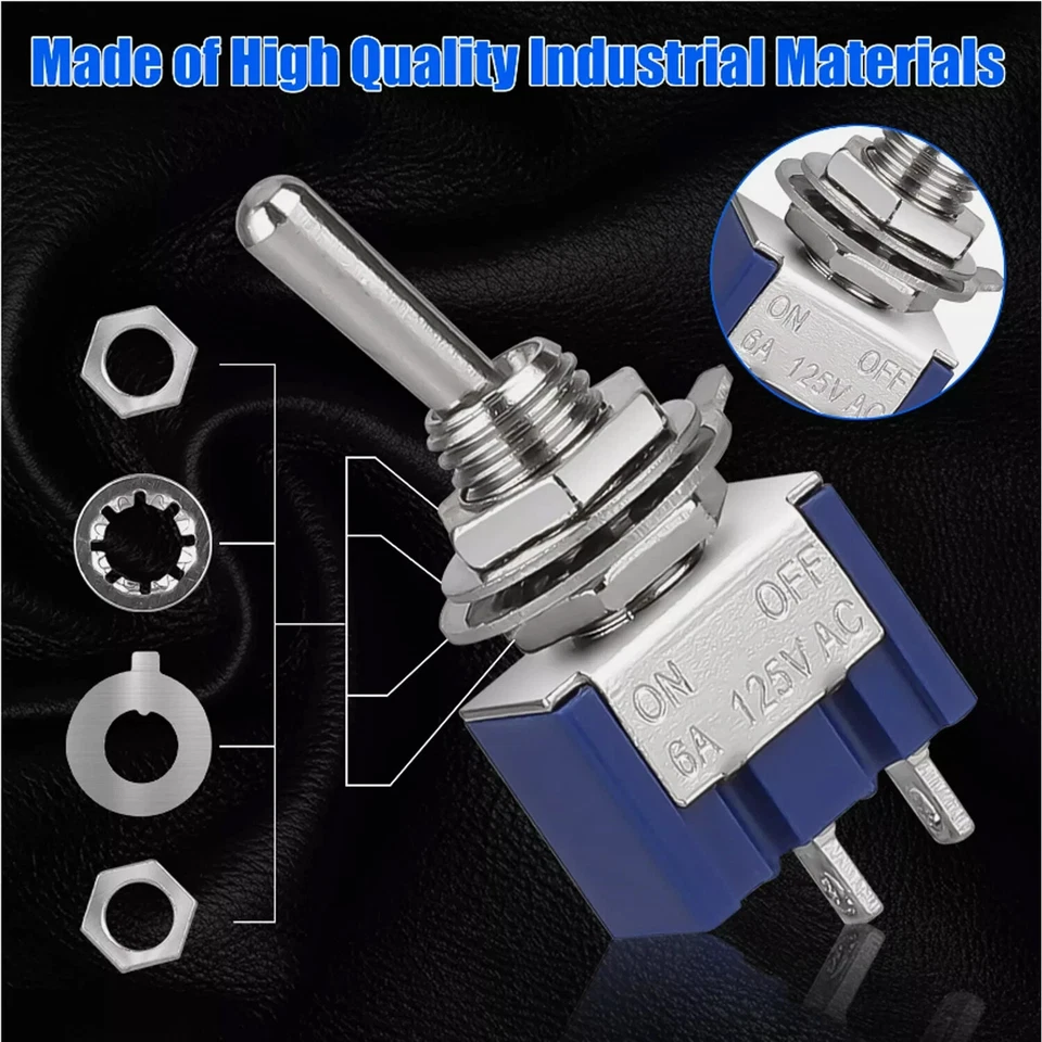 20 peças MTS-101 2 posições kit interruptor de alternância 2 pinos SPST ON-OFF 6A 125VAC estoque EUA - Imagem 2 de 4