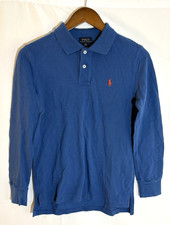 Polo Ralph Lauren Boy's Medium Blue w/ Red Pony Logo Long Sleeve Polo Shirt