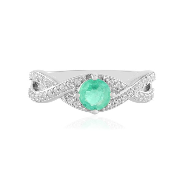 Cavill Smaragd Ring 0,57Ct Silber 925 Platiniert Zirkonia GrüN Damen--image