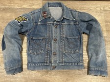 Vintage 1960s Montgomery Ward 101 Denim Jacket W/ Patches Sz 30 Youths