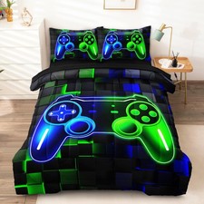 3 Pcs Gamer Full Bedding Set for Boys, Gaming Full Size Boys Comforter Set for T