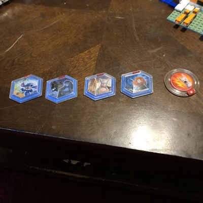 #ad Disney Infinity Power Discs Lot 5 Stitch Bolt Merida Hexagonal Circular 2013 $25.00