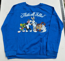 LOONEY TUNES BLUE SWEATSHIRT MEDIUM MARVIN MARTIAN SYLVESTER BUGS BUNNY TAZ