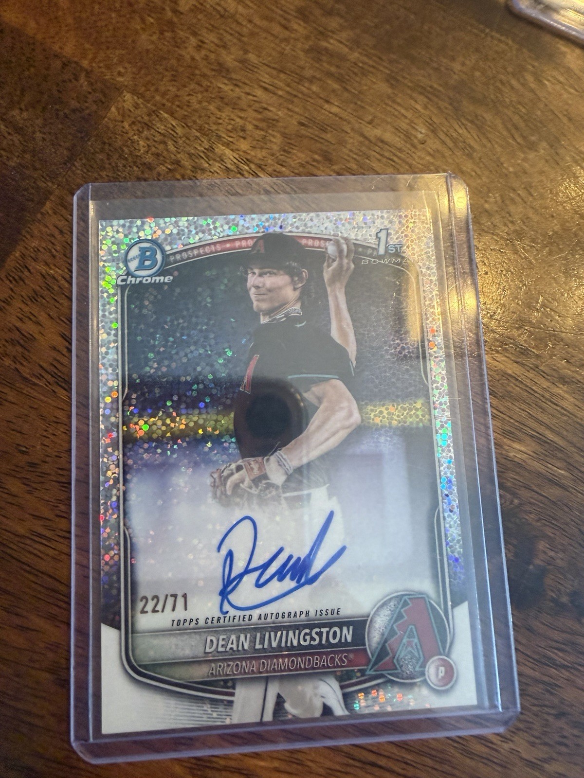 2025 Bowman Draft Chrome Dean Livingston 1st Bowman Sparkle Ref Auto 22/71