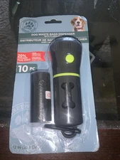 Dog Waste Poop Bag Dispenser (Gray) keychain with Flashlight and Waste bags