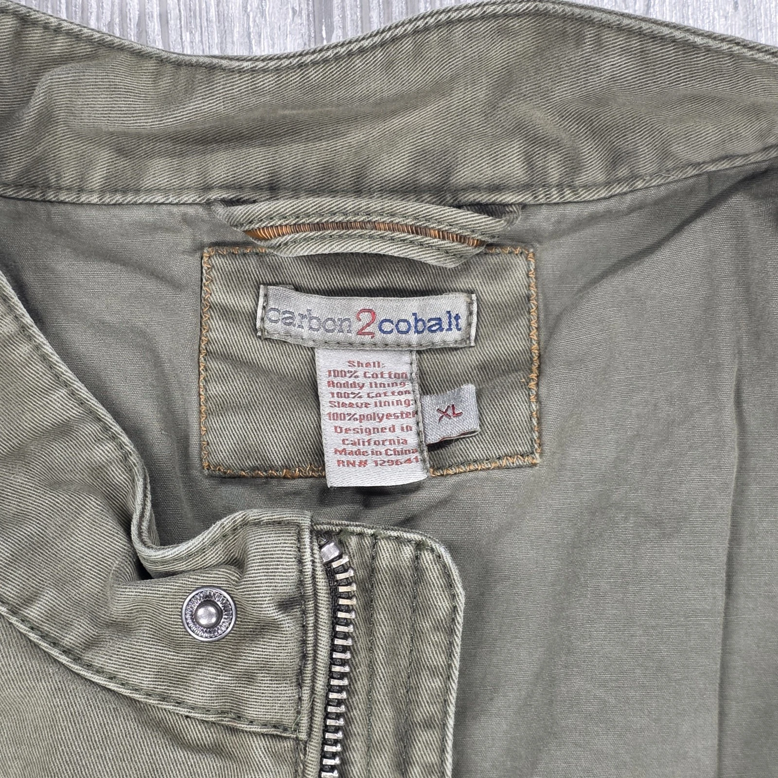 Carbon 2 Cobalt Mens XL Olive Green Canvas Cotton Field Jacket Military Utility - product detail image 13