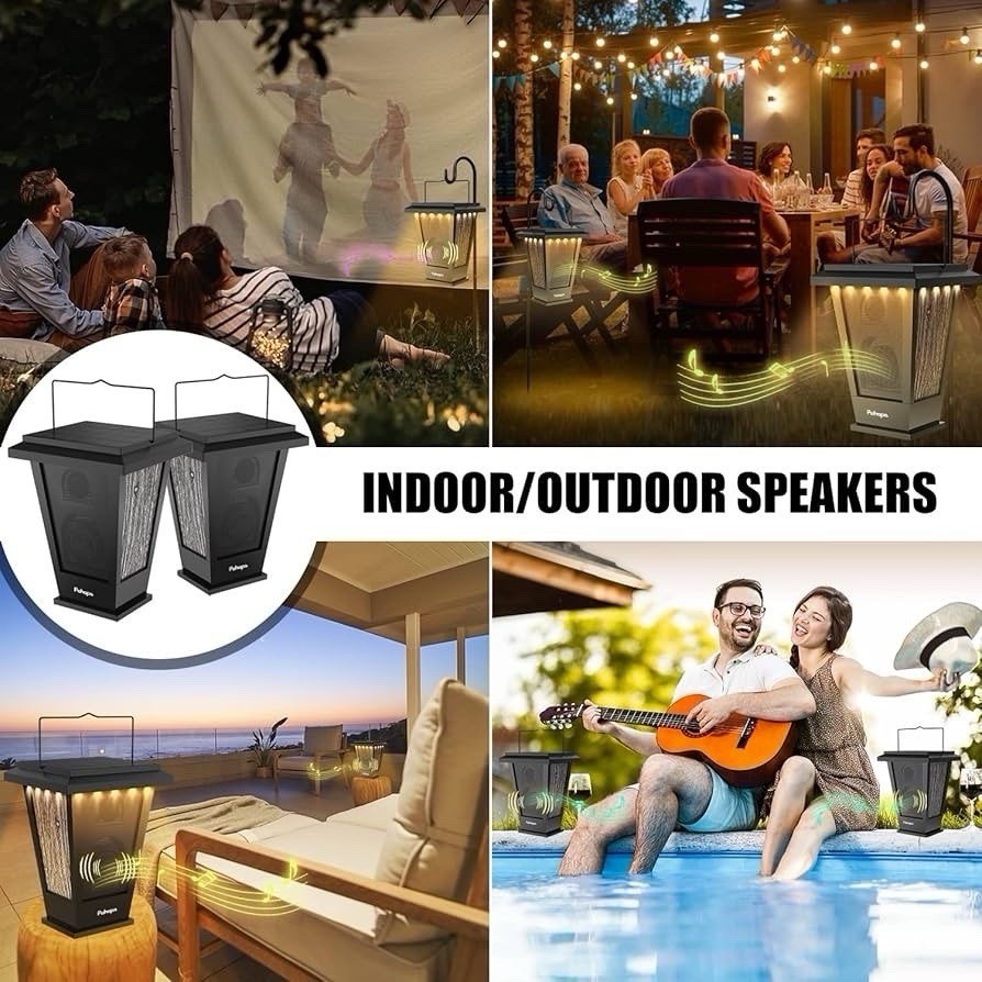 pohopa Bluetooth Speakers Waterproof, Solar Powered 2 Packs