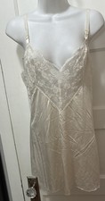 VTG SHADOWLINE Lingerie Camisole White Tank Lace Nylon Top Cami Slip 34 S