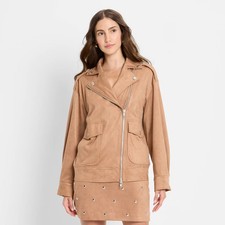 Women's Suede Relaxed Moto Jacket - Future Collective