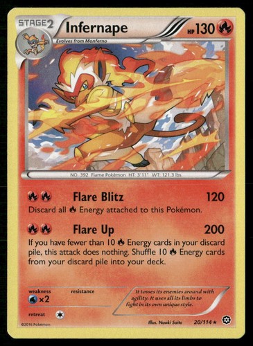 Infernape 20/114 Holo Rare Steam Siege Pokemon Heavily Played