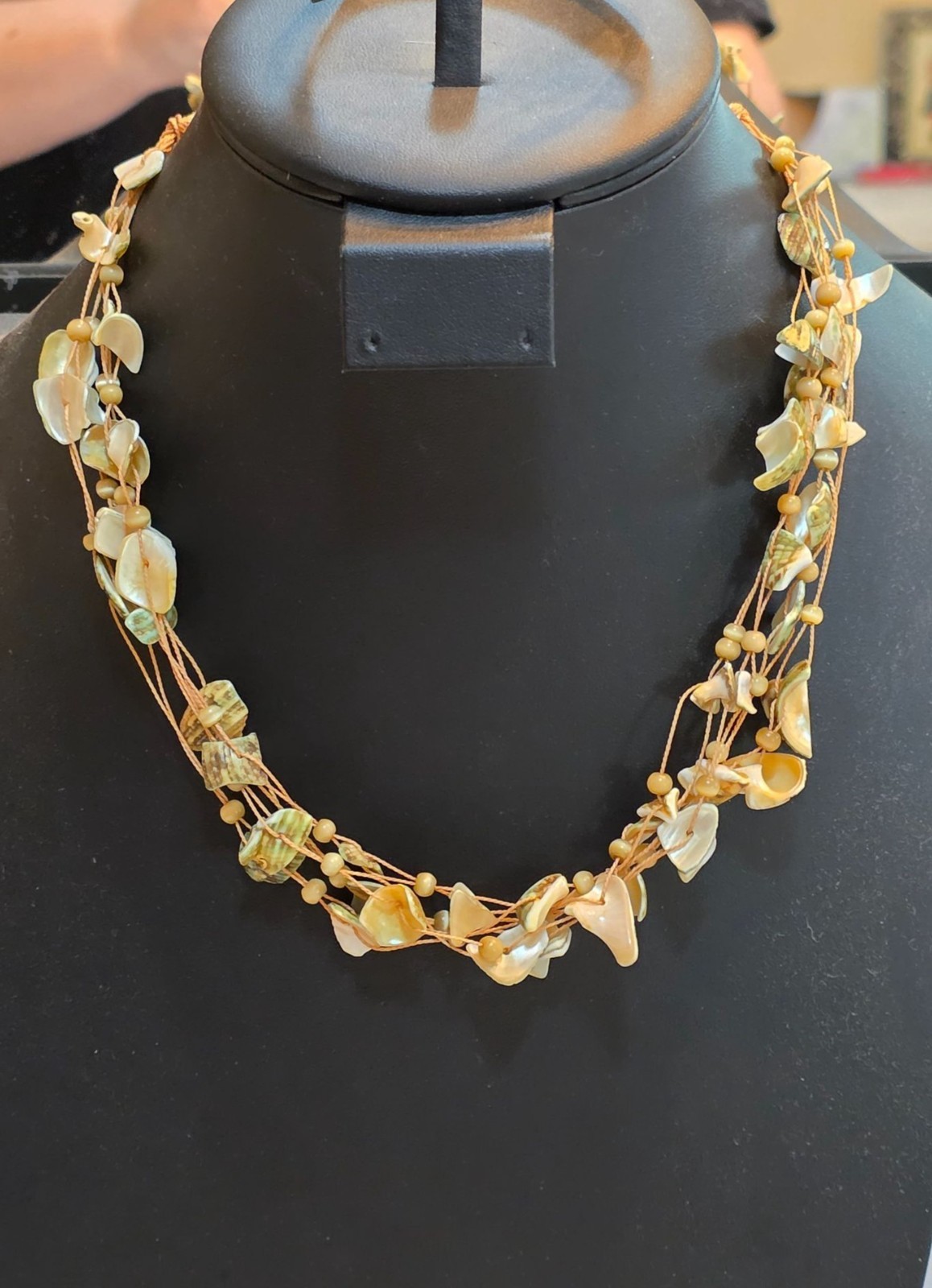Handcrafted Multi-Strand Shell Bead Necklace 18" - image 1