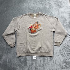 vintage LEE crewneck with embroidered cardinal bird and maple leaves Size Large
