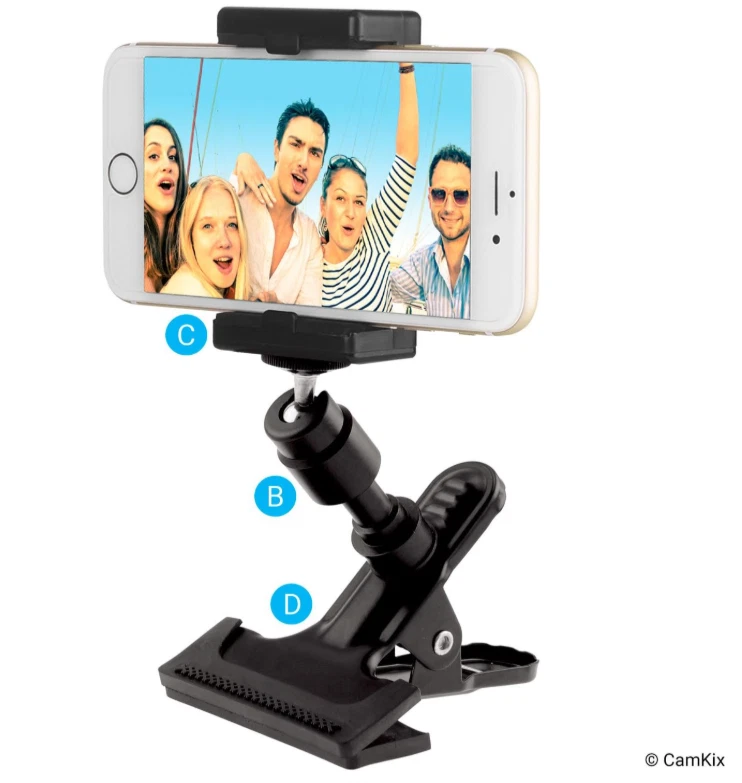 Универсальный держатель для телефона/камеры с гибкой изогнутой шеей и сильным зажимом - Изображение 3 из 4