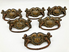 Lot 6 Large Brass Antique Furniture Hardware Drawer Pulls Dresser Handles - 5" W