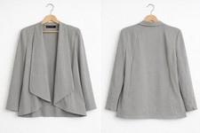 H by Halston Open Front Jacket/Blazer, Seam Detail, Light Grey, US Women's 12
