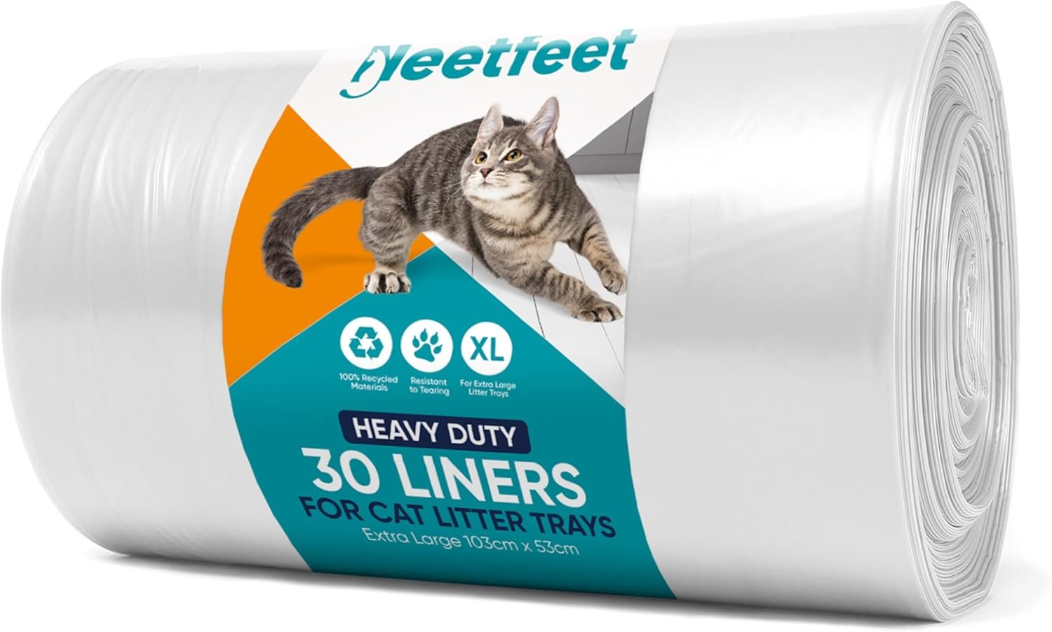30 Extra Large Cat Litter Tray Liners on a Roll Scratch Resistant and Leak Proof