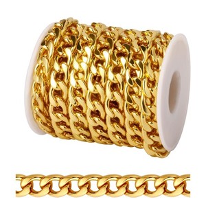 Authentic [16.5 FT] 18K Gold Plated Curb Chain for Jewelry Making, 9.8Mm Wide 304 Stainles