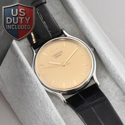 Box ”MINT” New Batt. Seiko Credor 8J81-6A30 Gold Dial Quartz Men's