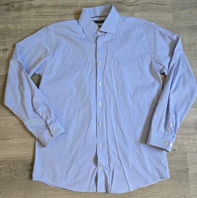 Givenchy Men Slim Fit Dress Shirt Blue Micro Pattern Button Down Size 16.5 2/3