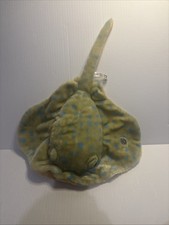 The Petting Zoo 20" Green Blue Spotted Stingray Soft Plush Stuffed Animal