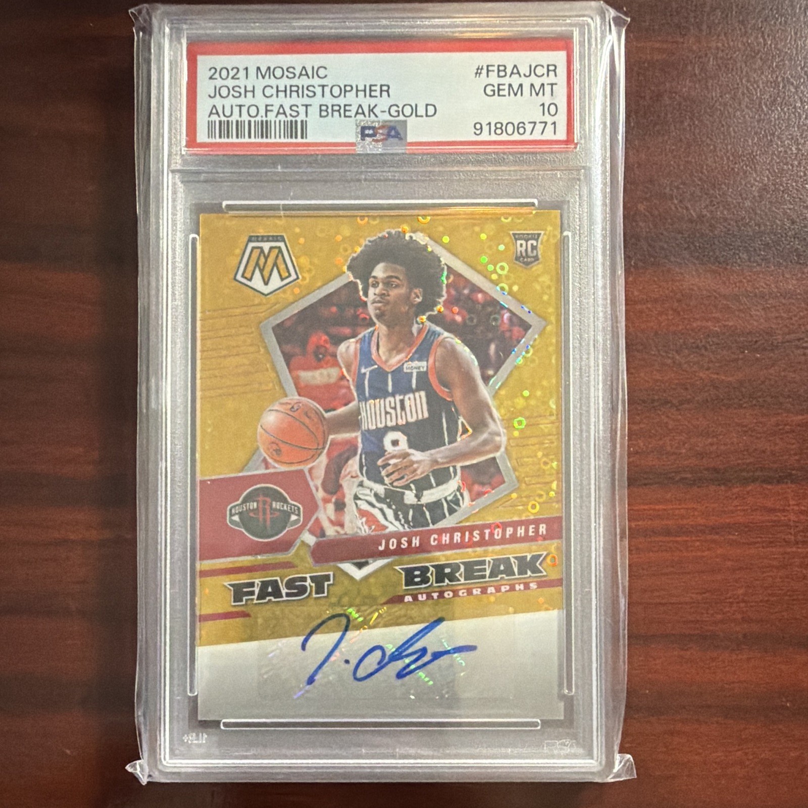 Panini 2021-22 Mosaic Josh Christopher Fast Break Gold Auto RC PSA 10 /10