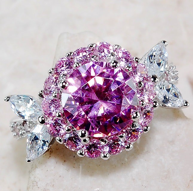 4CT Heat Treated Pink Topaz 925 Solid Sterling Silver Ring Sz 8 G1-1