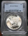 1923 Peace Dollar - PCGS Graded MS64 PQ White !!