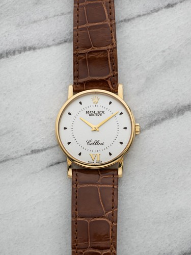 Rolex Cellini 5112 18K Yellow Gold White Anniversary Dial Manual 32mm