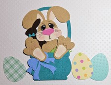 Easter Bunny Boy Basket. Scrapbook, Card Making Paper Piecing