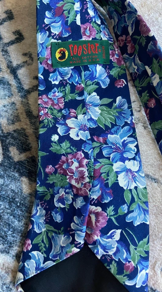 Cuatro corbatas clásicas vintage de gallo florales para hombre hechas en EE. UU. años 90 Foto 4 de 4