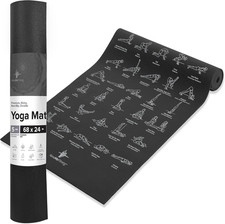 NewMe Fitness Yoga Mat for Women and Men - Large, 5mm 24" x 68" x 0.2", Black