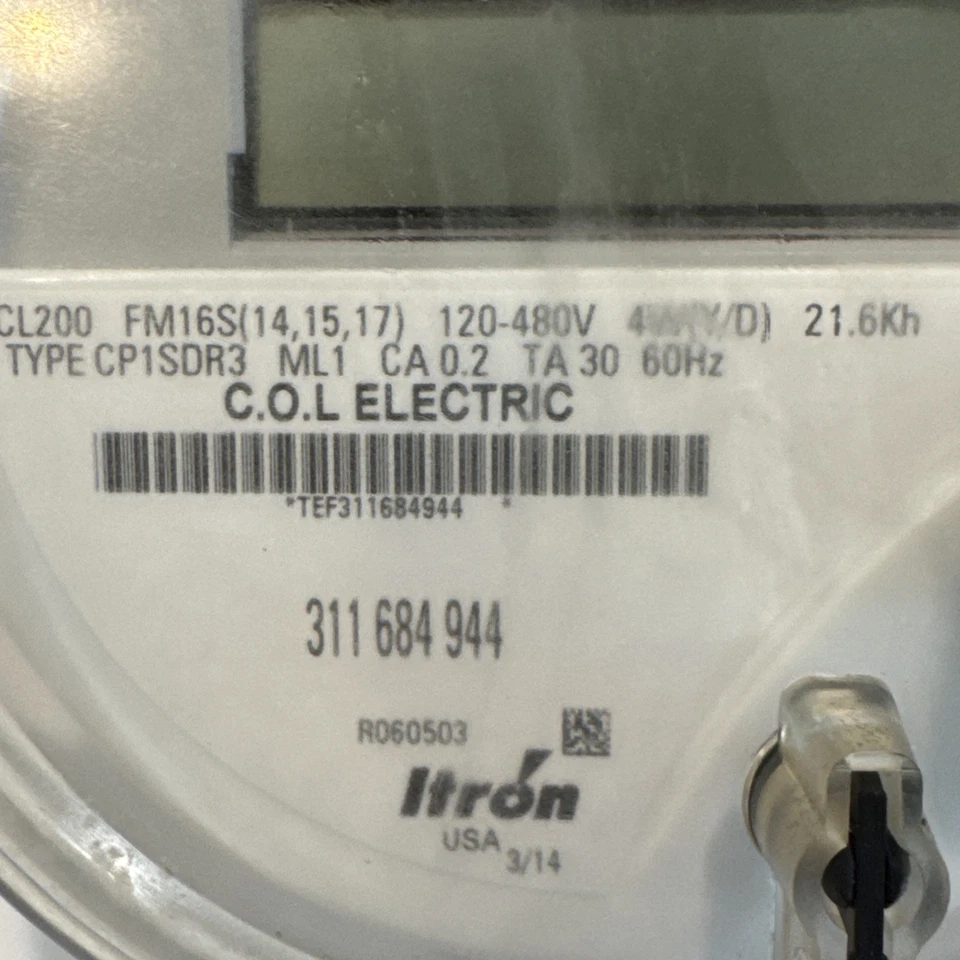 ITRON WATTHOUR METER KWH, CP1SDR3, FM16S, 4W, 7 LUG, Y/D, 320A 120-480V SMART - Image 2 of 4