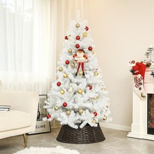 HOMCOM 6ft Artificial White Christmas Tree, Holiday Decor with Steel Base