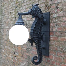 Nautical Style Seahorse Wall Sconce Vintage Beach Theme Outdoor Fixture