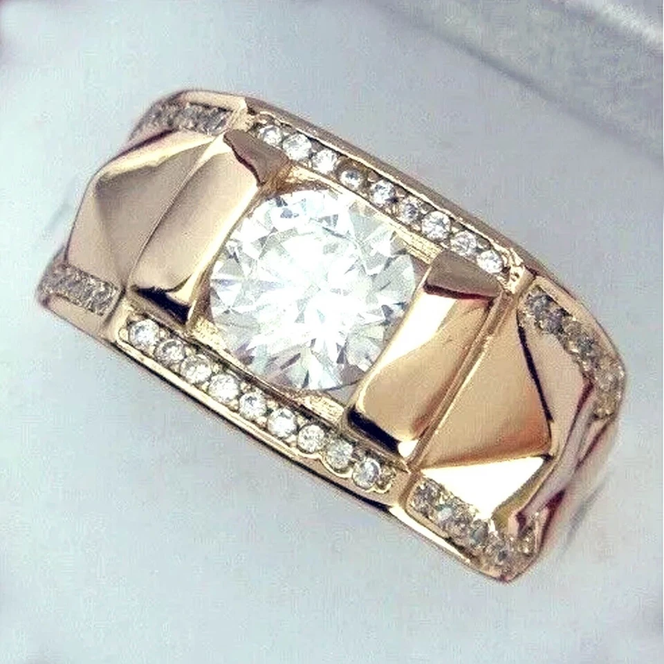 Set di anelli trio con fede nuziale con diamanti creati in laboratorio... - Immagine 2 di 4