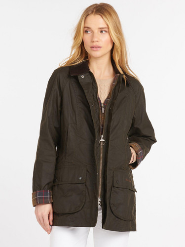 Barbour Womens Classic Beadnell Waxed Jacket Olive Size 12. 3 Royal Warrants!